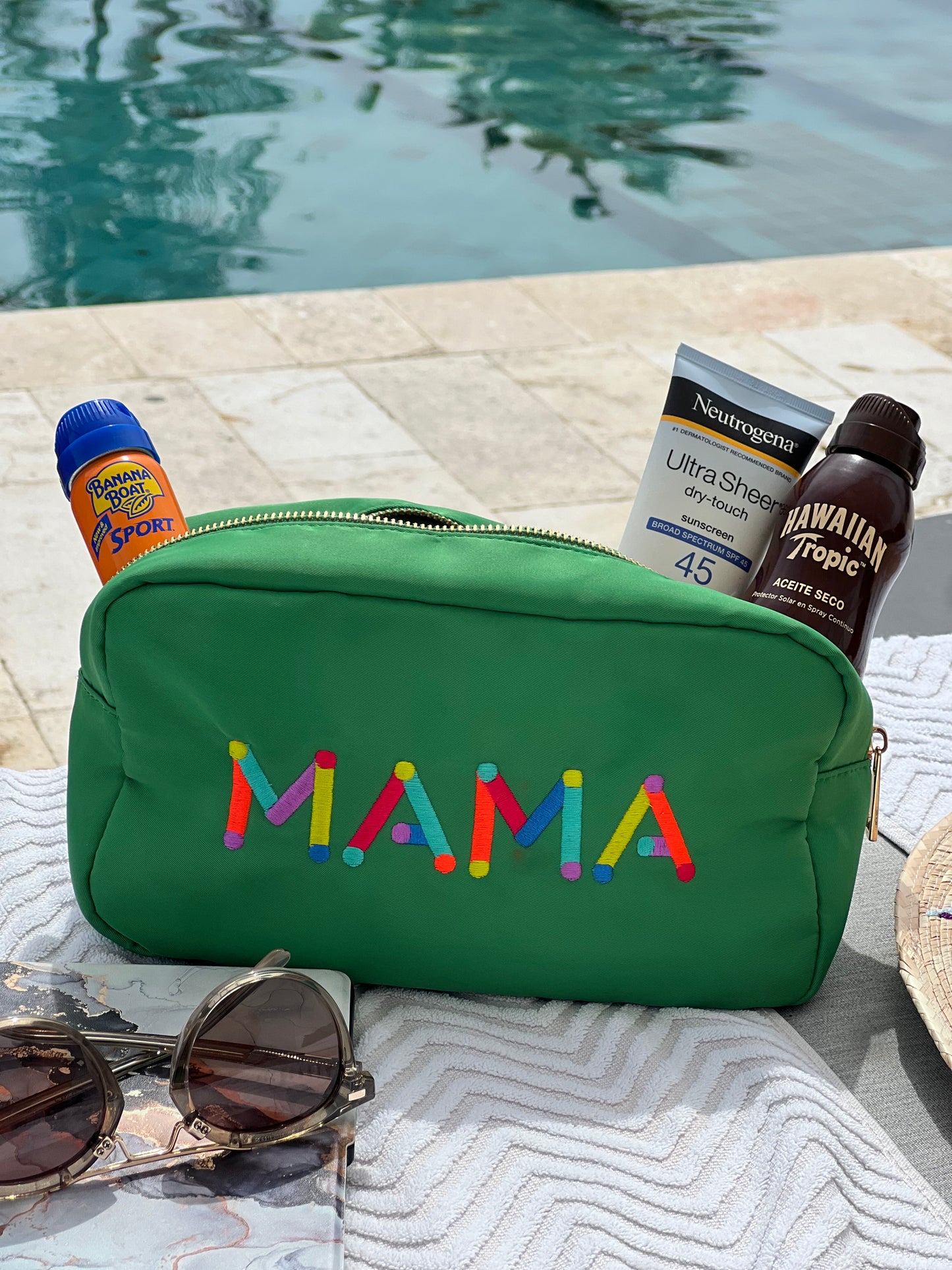 Kelly Green cosmetic bag